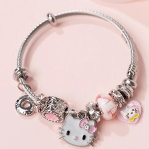 Sanrio Hello Kitty Sterling Silver Charm Pendant Bracelet